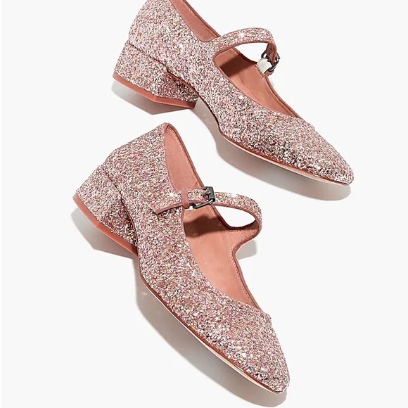 Madewell Delilah Mary Jane In Glitter Pink Sparkle Shoes Size 6.5 NEW - Picture 2 of 10
